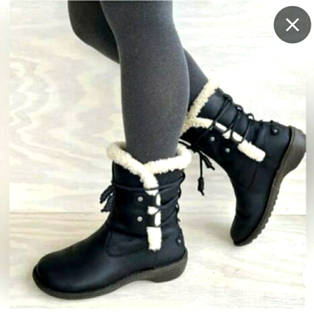 UGG Black and Cream Winter Boots